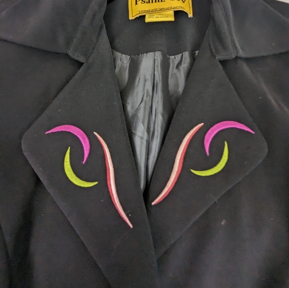 Psalm: CIV Black Blazer with Embriodered Lapel and Sleeves Size 12. Bag 7 - Picture 9 of 15